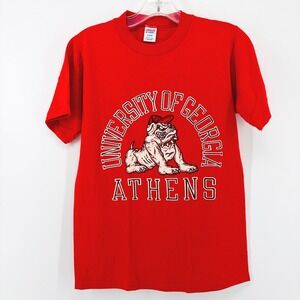 80s University of Georgia Athens Bulldogs Small Red Vtg Jerzees Single Stitch